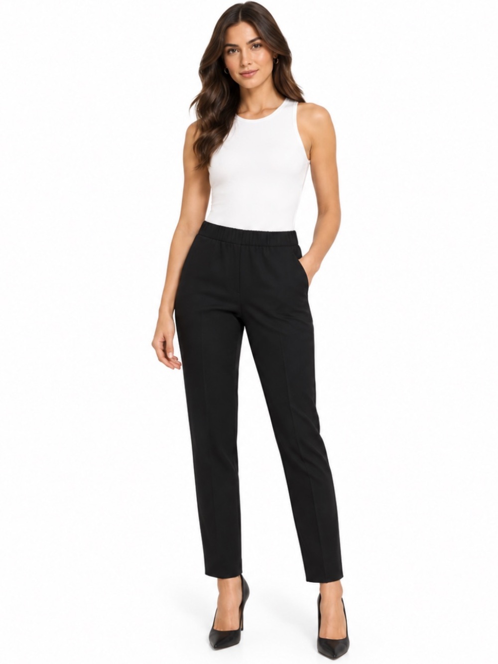 BCBG Max Azria Black Wool Blend Slim Ankle Dress Pants Size M